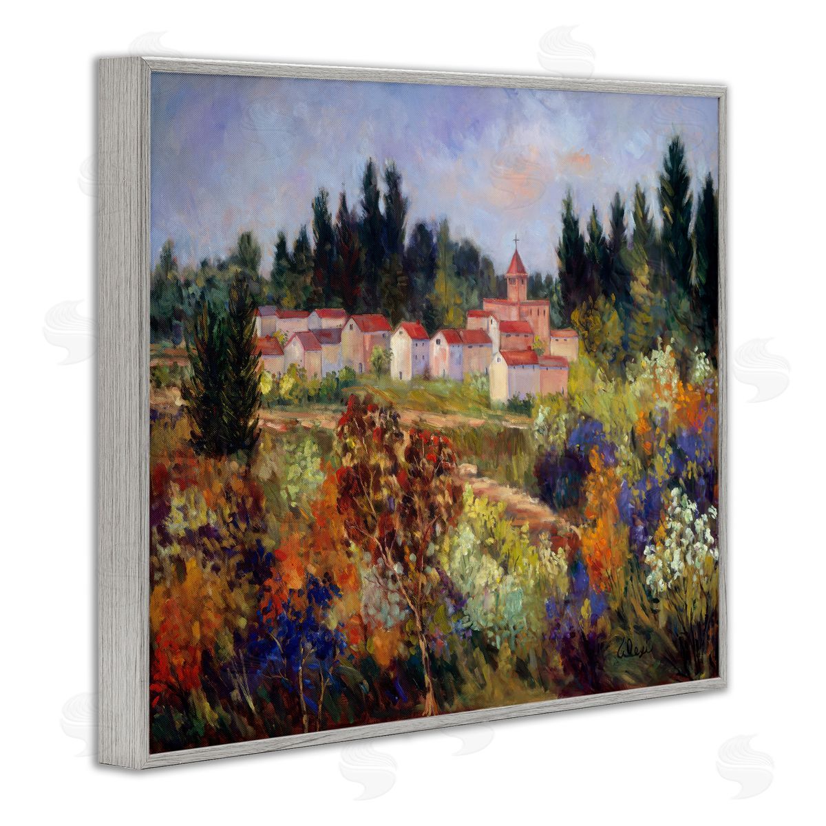 Alexi Fine Tuscan Countryside Garden Gray Framed Giclee Wall Art Print