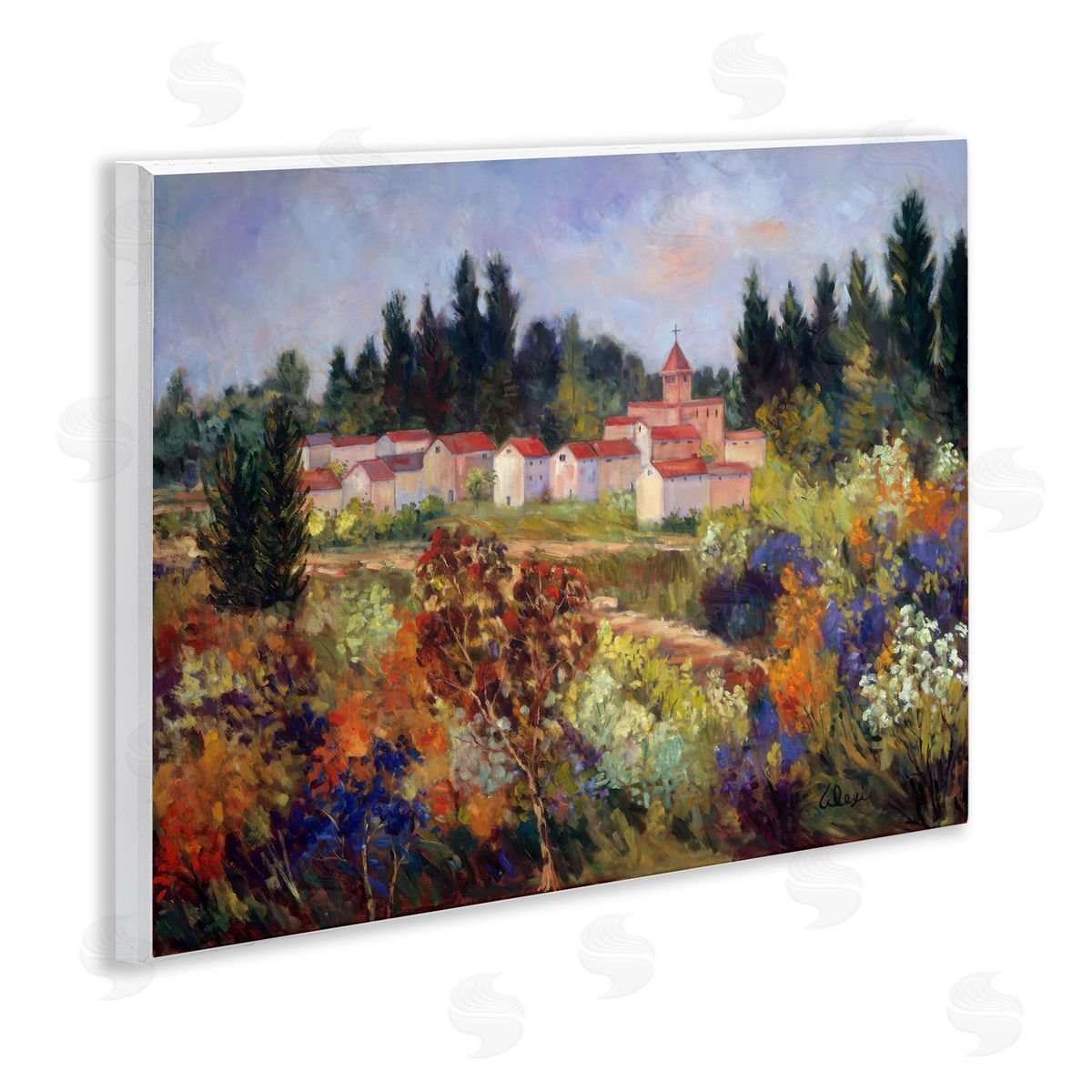 Alexi Fine Tuscan Countryside Garden Wooden Wall Plaque Art Print