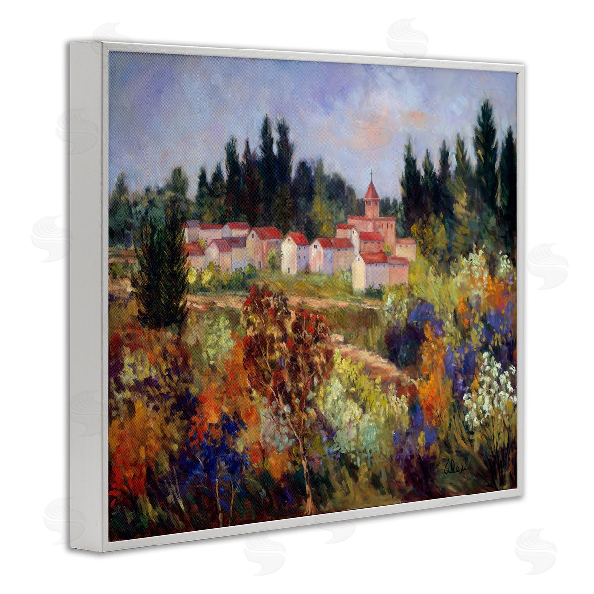 Alexi Fine Tuscan Countryside Garden White Framed Giclee Wall Art Print