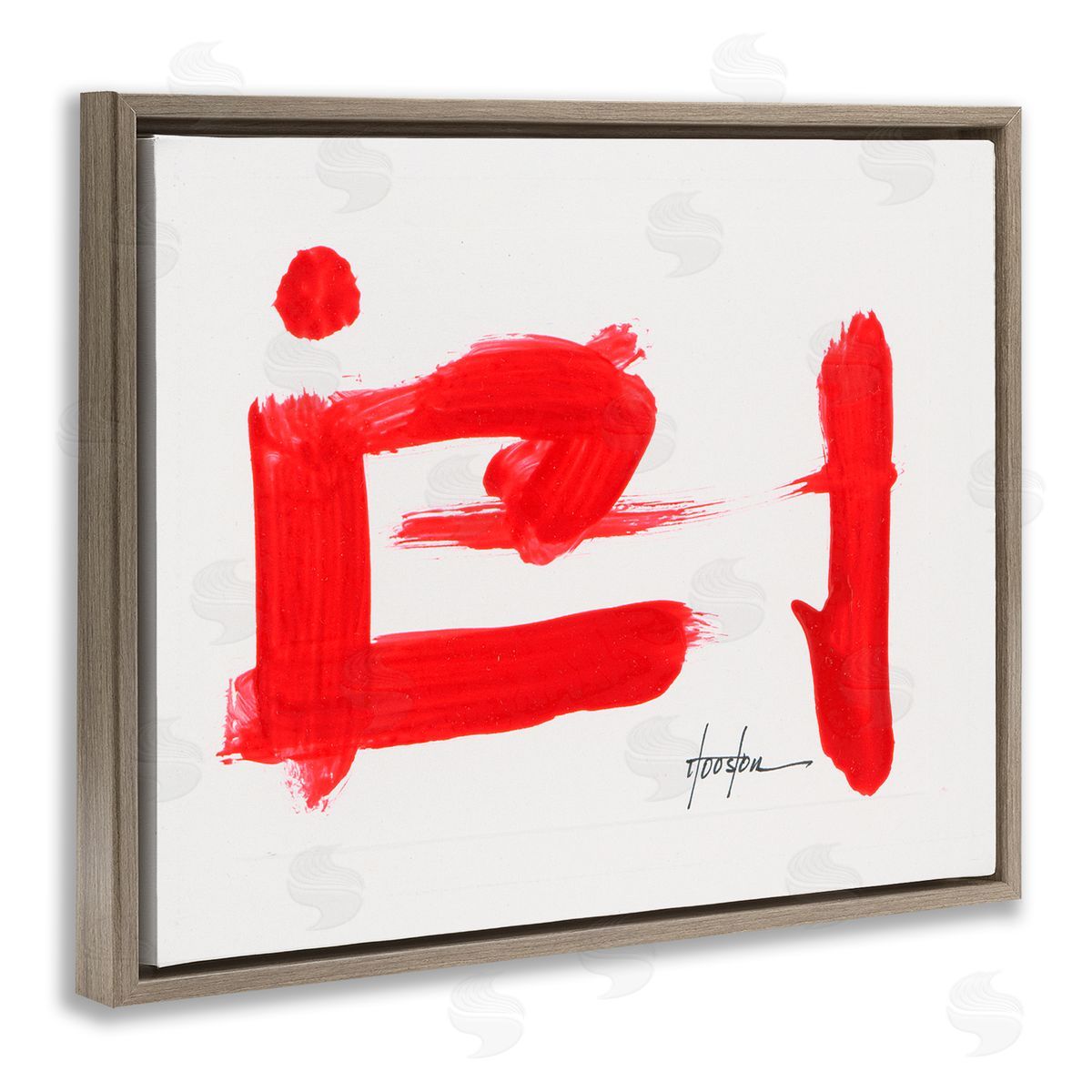 Daniel Houston Abstract Red Symbol Brown Floating Frame Canvas Wall Art Print