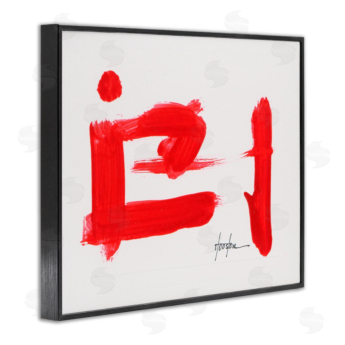 Daniel Houston Abstract Red Symbol Black Framed Giclee Wall Art Print