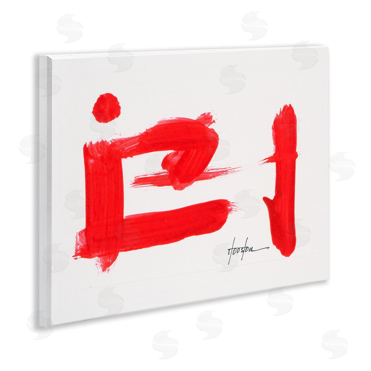 Daniel Houston Abstract Red Symbol Wooden Wall Plaque Art Print