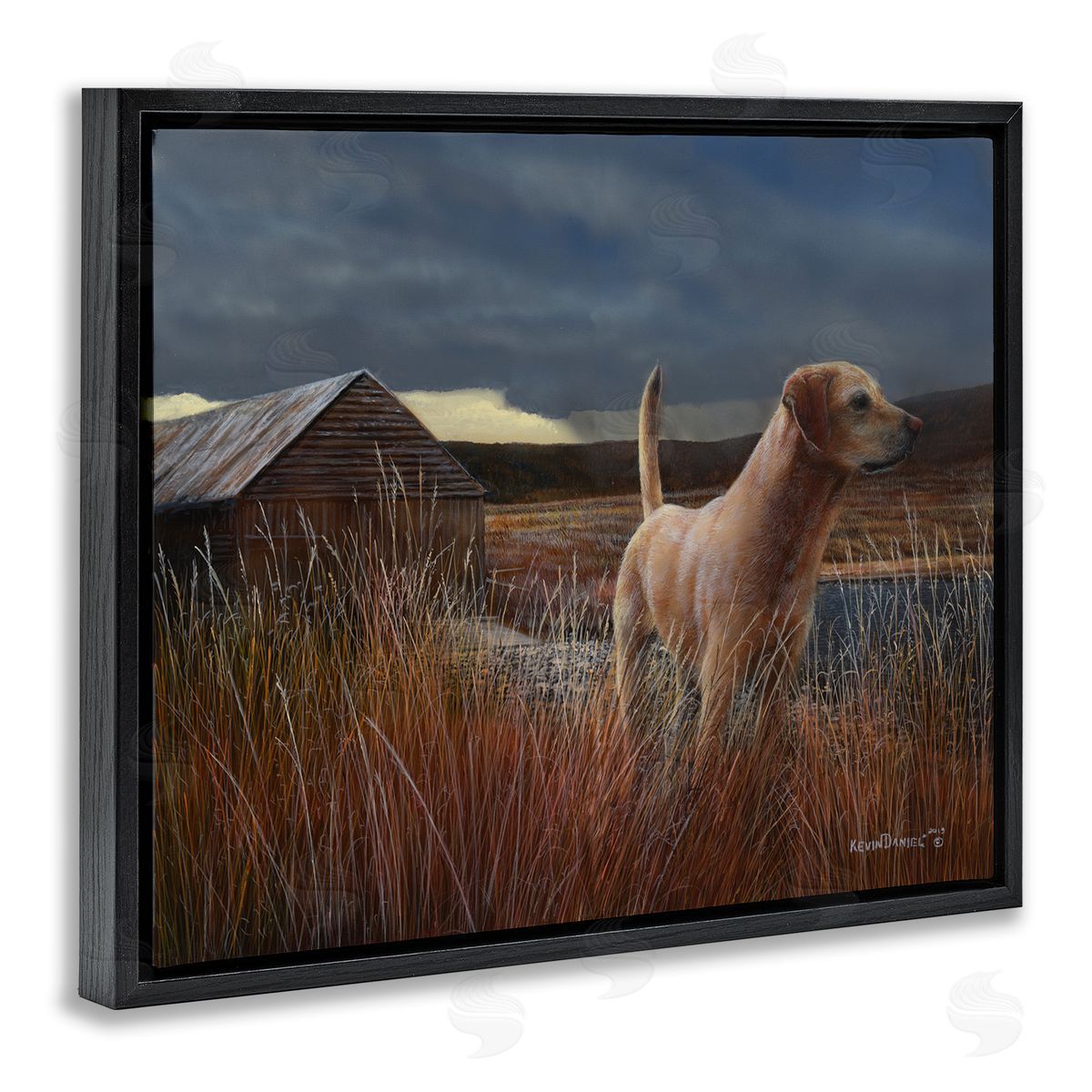 Kevin Daniel Alert Dog by Cabin Black Floating Frame Canvas Wall Art Print