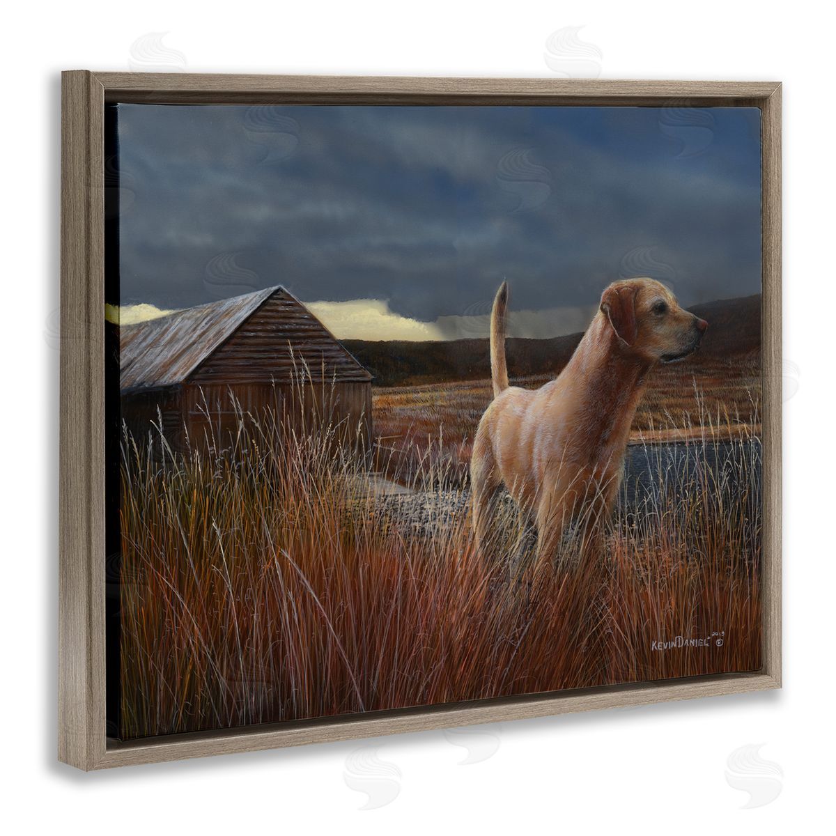 Kevin Daniel Alert Dog by Cabin Brown Floating Frame Canvas Wall Art Print