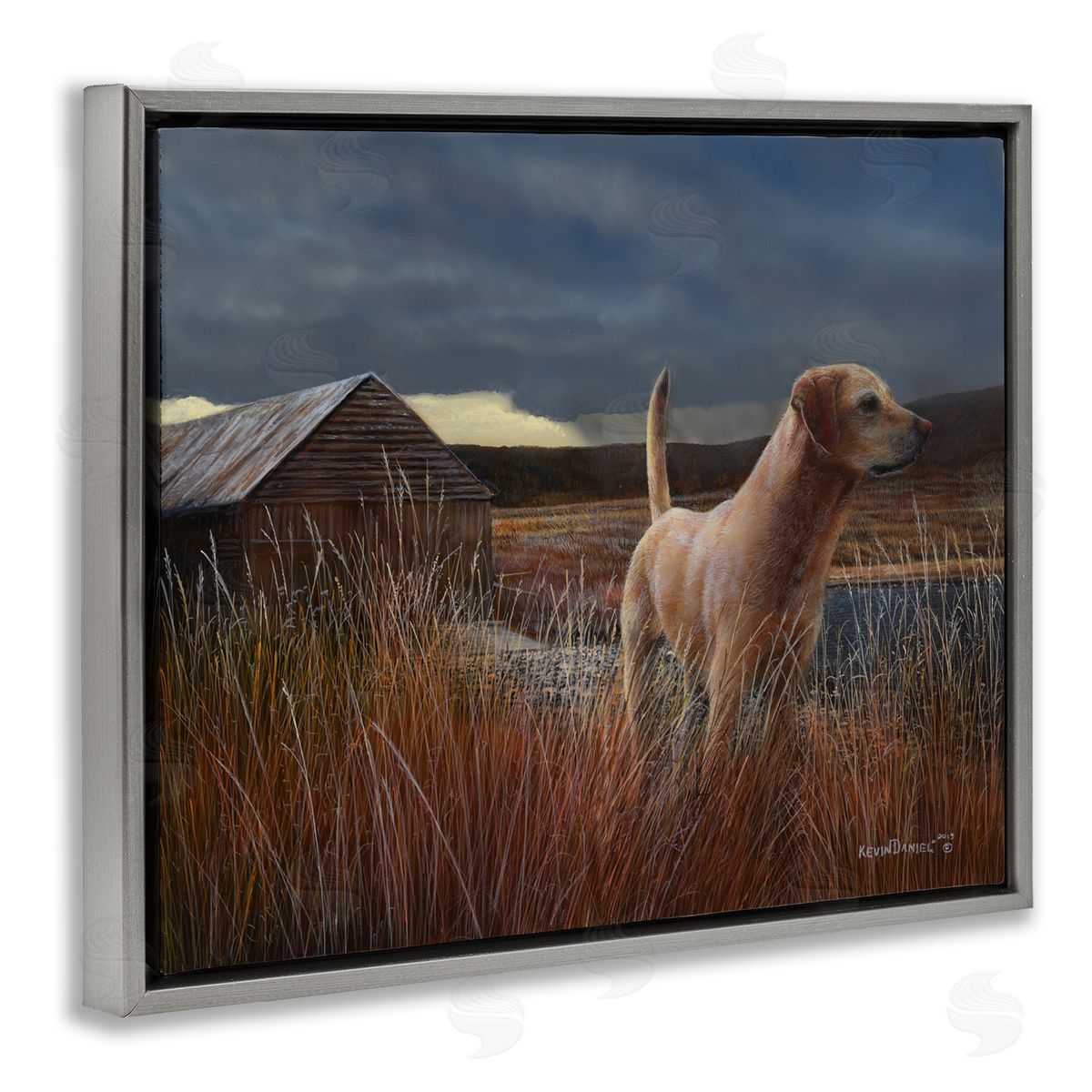 Kevin Daniel Alert Dog by Cabin Gray Floating Frame Canvas Wall Art Print