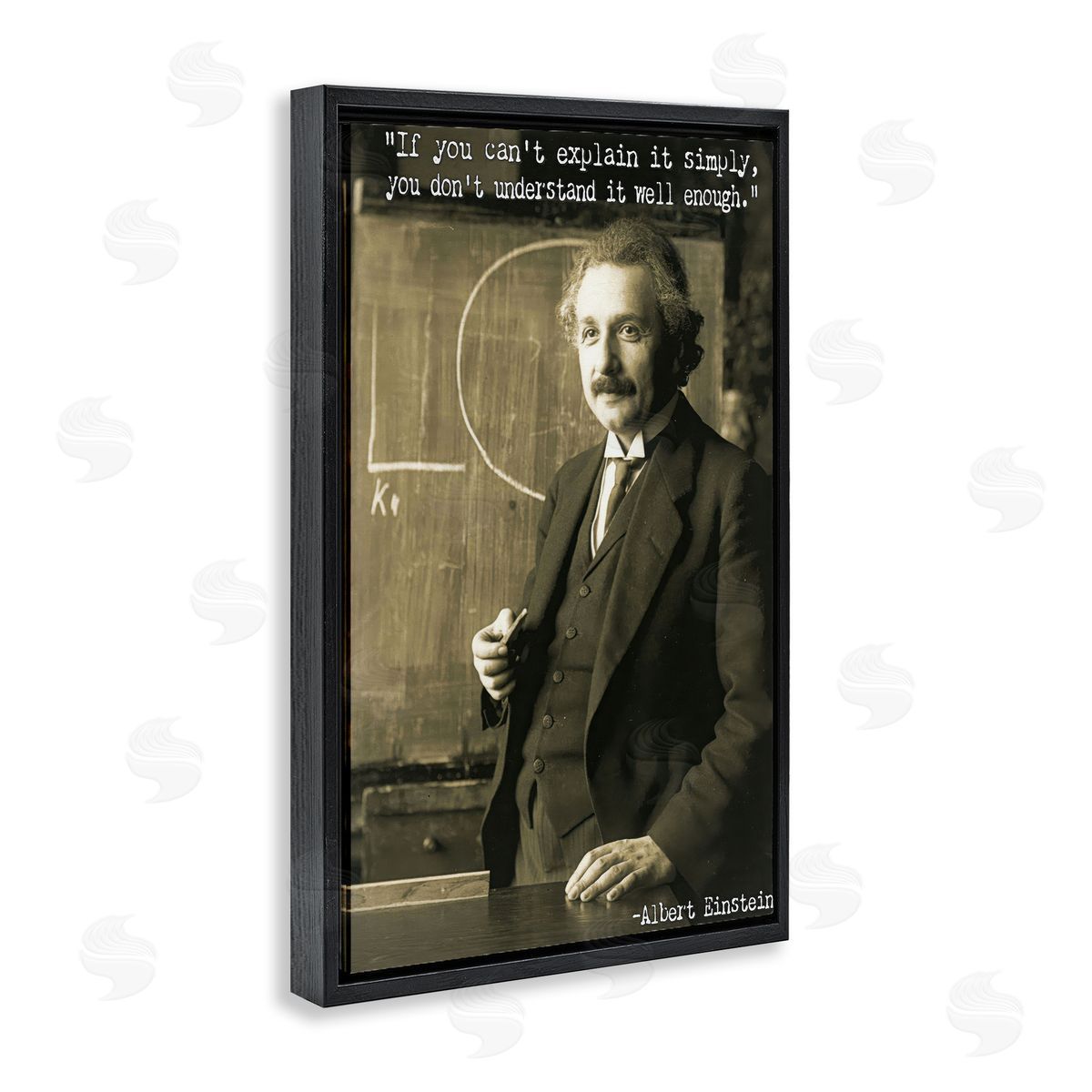 Inspiring Einstein Quote Black Floating Frame Canvas Wall Art, Home Decor by Graffi*tee Studios