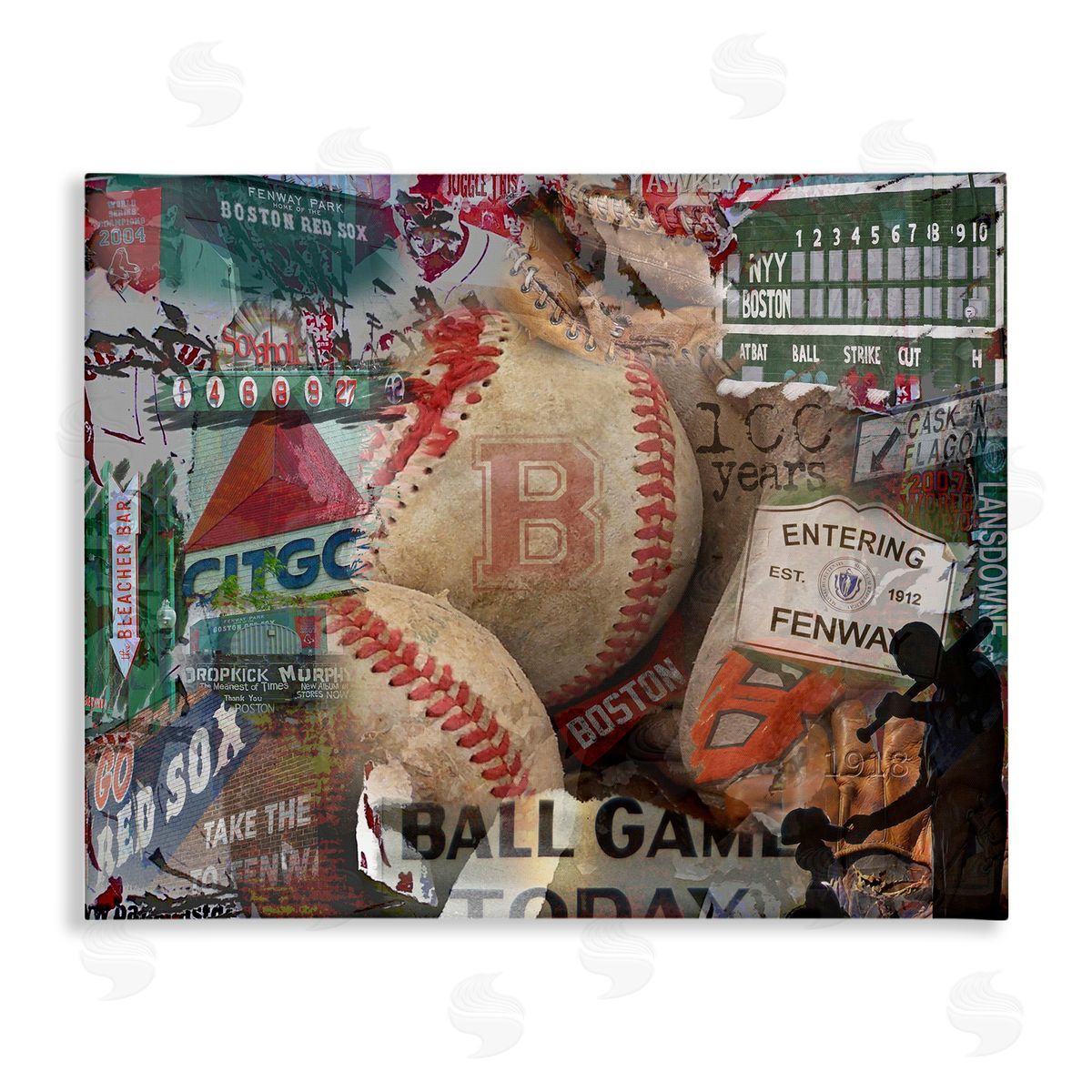 Entering Fenway Baseball Collage Canvas Wall Art, Home Decor by Graffi*tee Studios