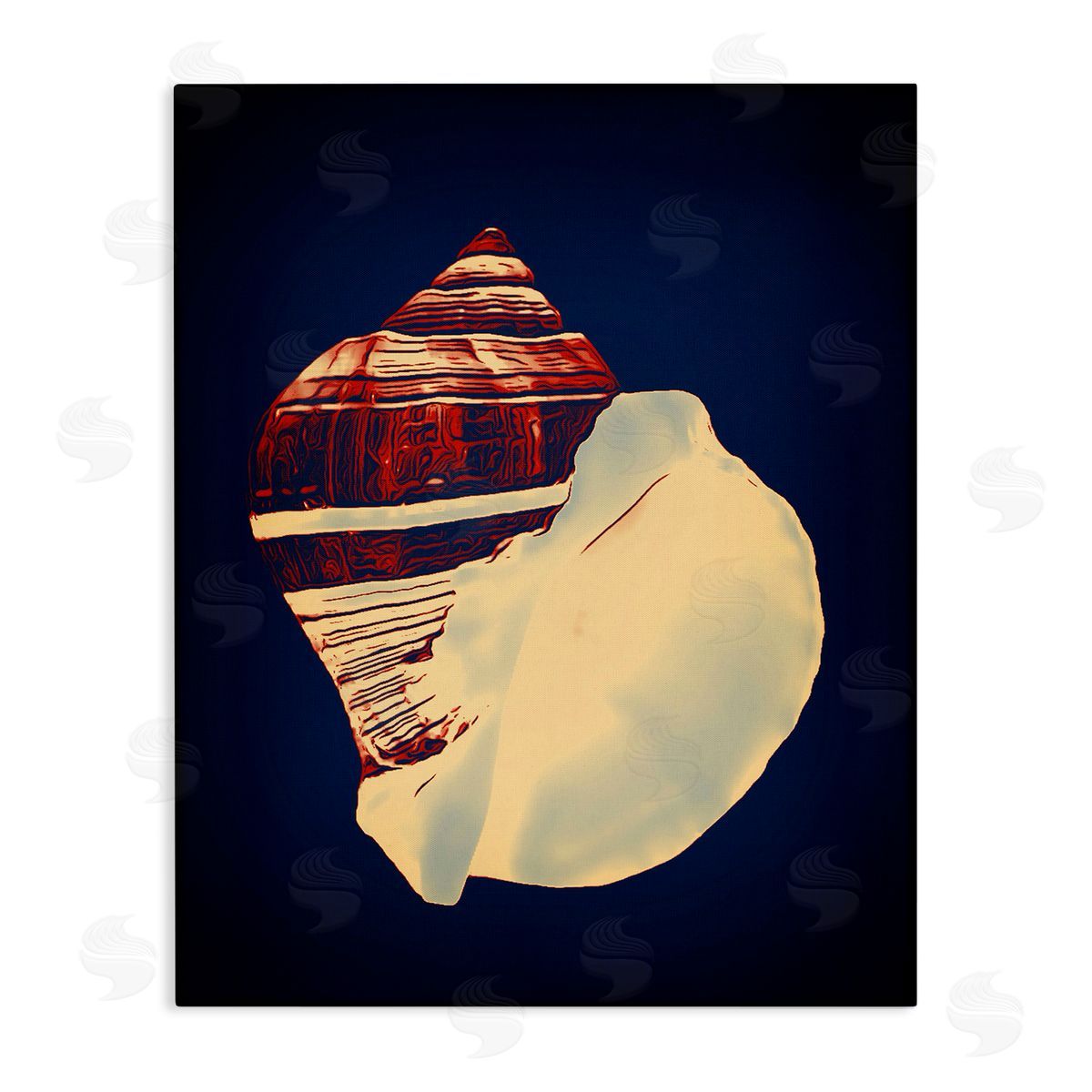 Fiber Conch on Blue Canvas Wall Art, Home Decor by Graffi*tee Studios