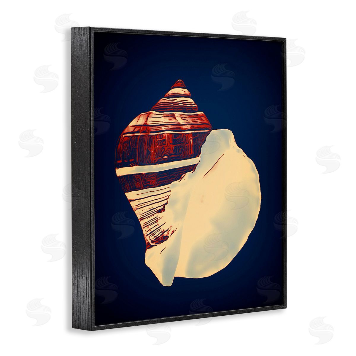 Fiber Conch on Blue Black Frame Print Wall Art, Home Decor by Graffi*tee Studios