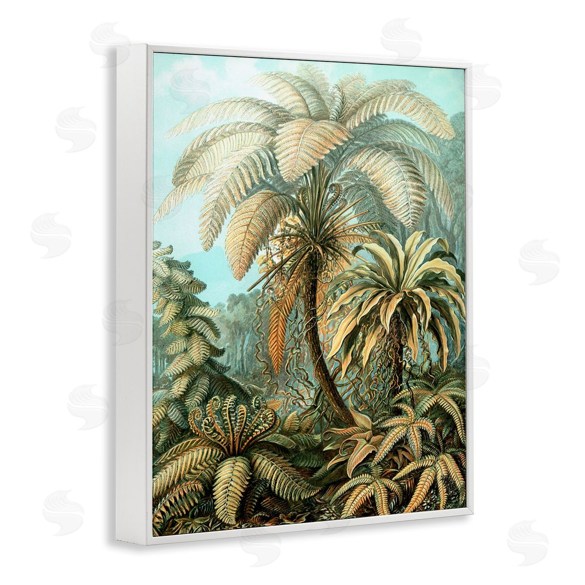 Detailed Palm Tree Leaves White Frame Print Wall Art, Home Decor by Graffi*tee Studios