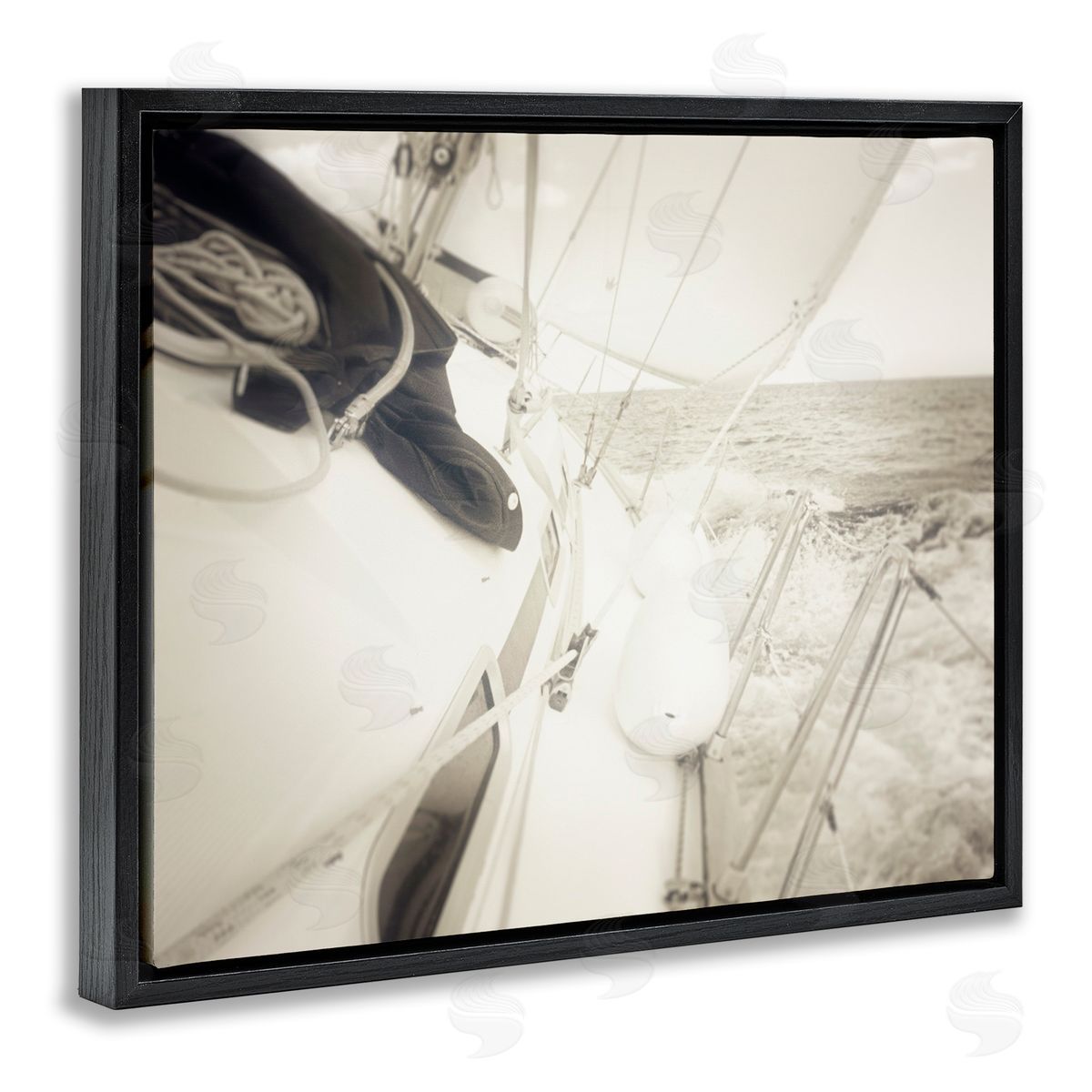 Graffitee Studios Clear Day Sailing Black Floating Frame Canvas Wall Art Print