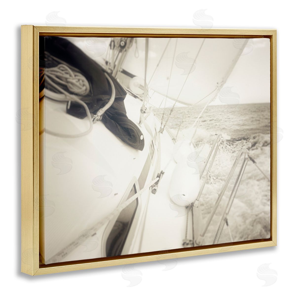 Graffitee Studios Clear Day Sailing Gold Floating Frame Canvas Wall Art Print