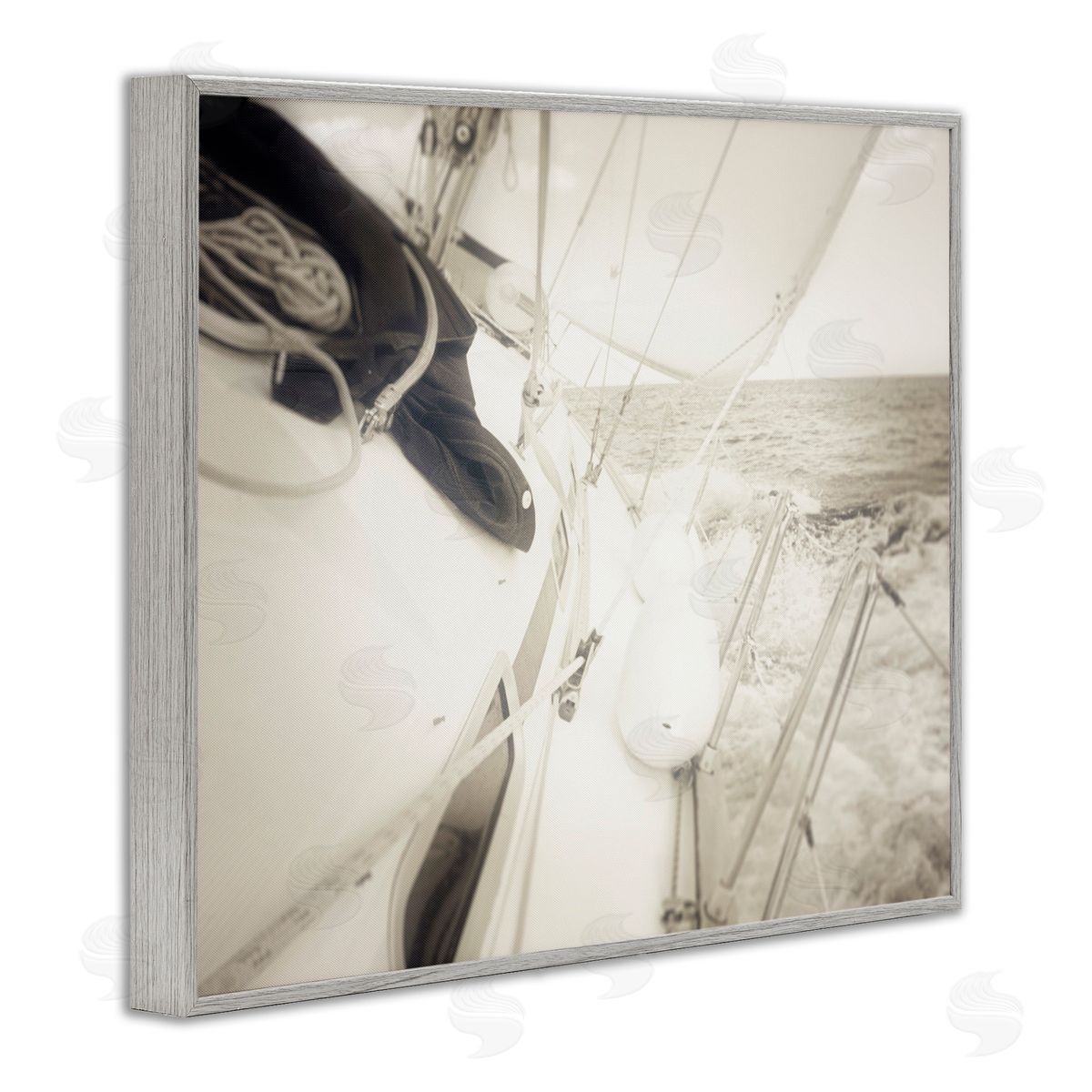 Graffitee Studios Clear Day Sailing Gray Framed Giclee Wall Art Print