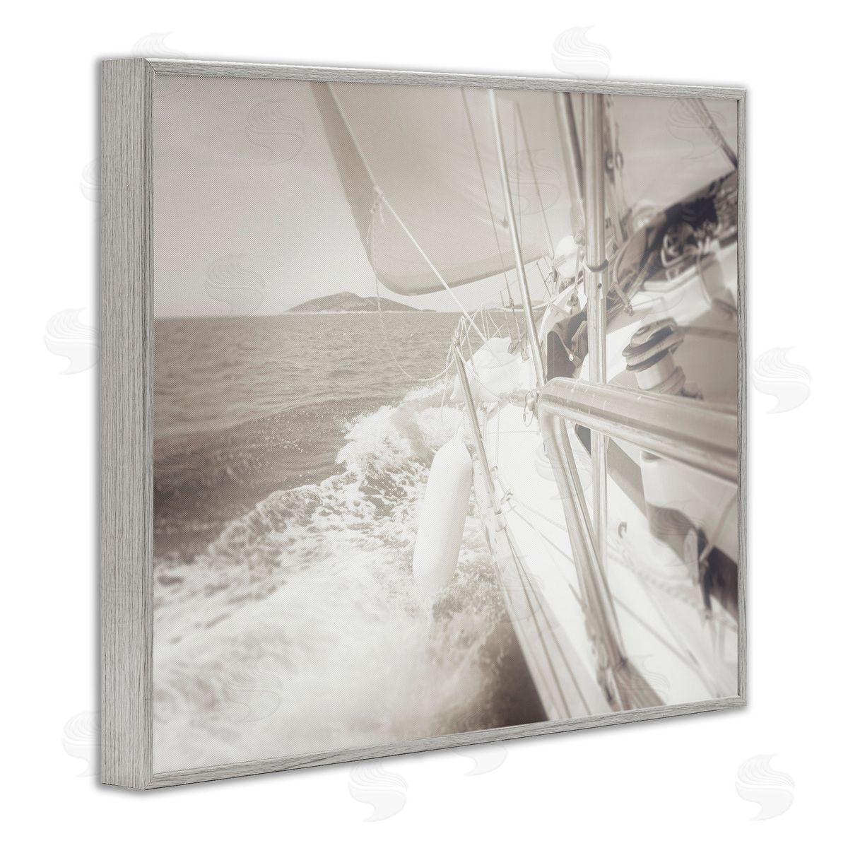 Graffitee Studios Splashing Boat Bow Gray Framed Giclee Wall Art Print