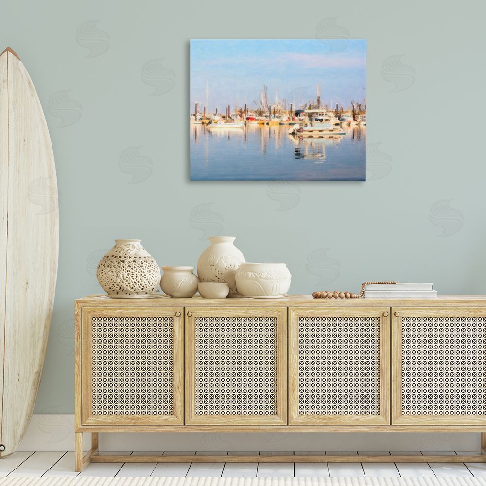 Graffitee Studios Blurred Abstract Boat Marina Canvas Wall Art Print in Room