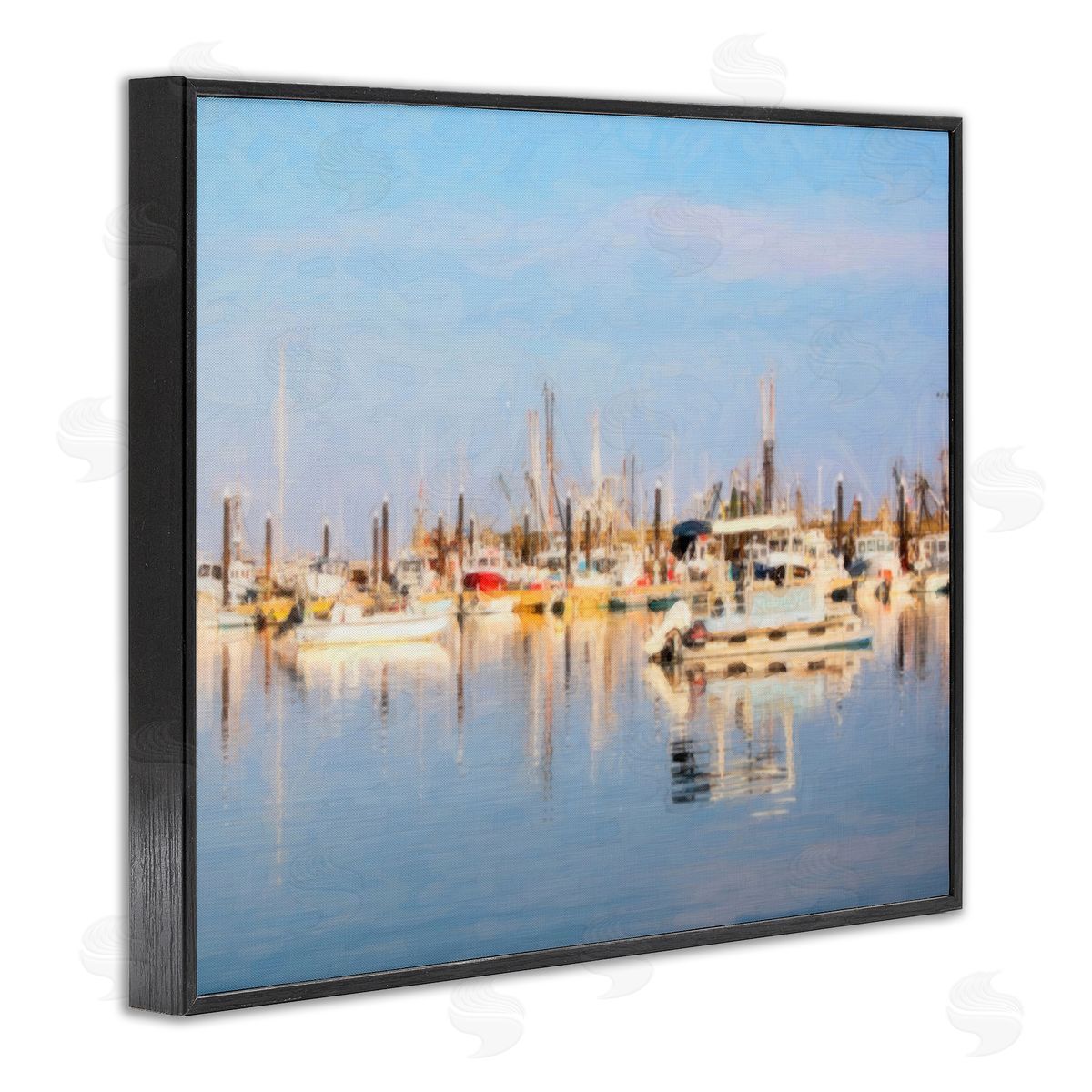 Graffitee Studios Blurred Abstract Boat Marina Black Framed Giclee Wall Art Print