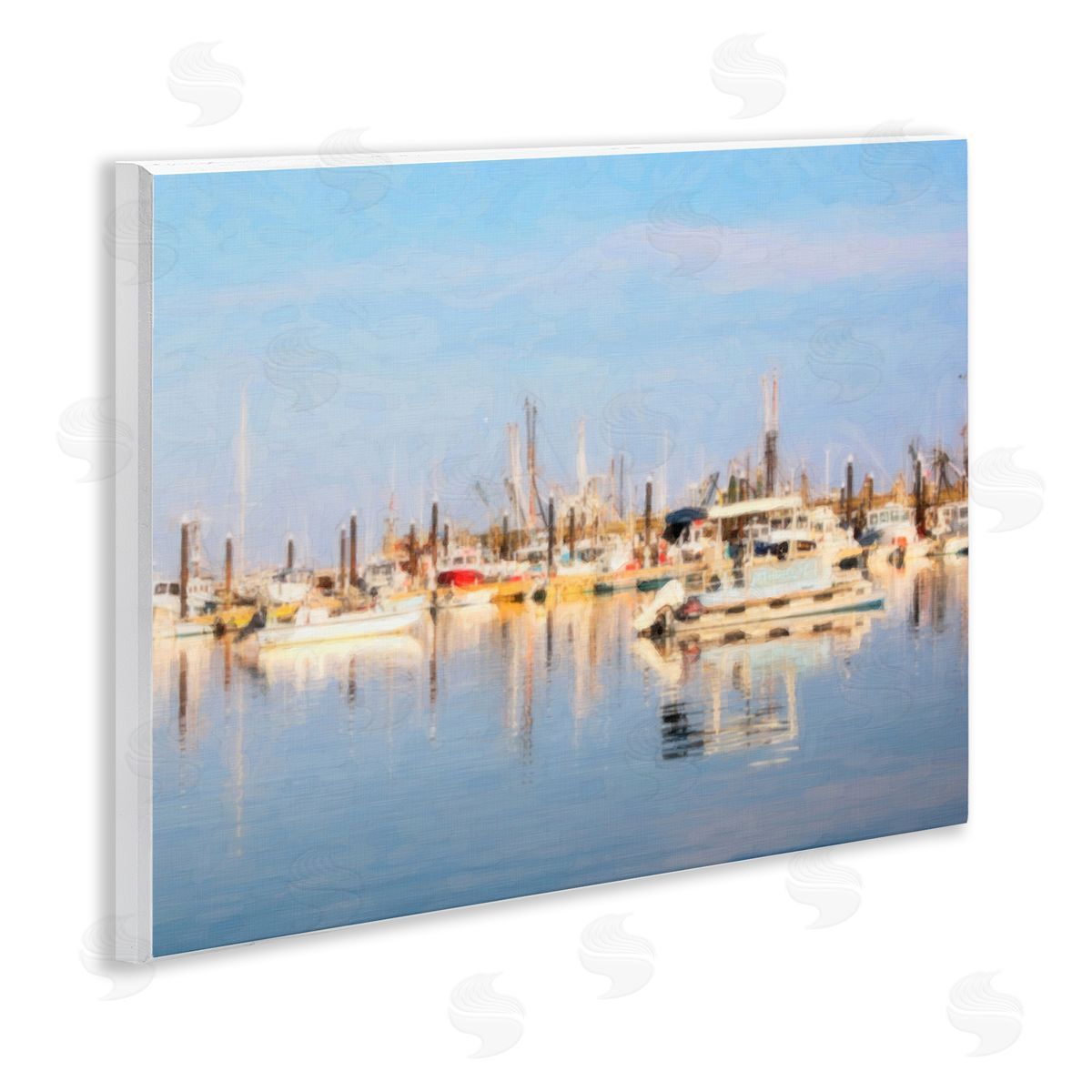 Graffitee Studios Blurred Abstract Boat Marina Wooden Wall Plaque Art Print