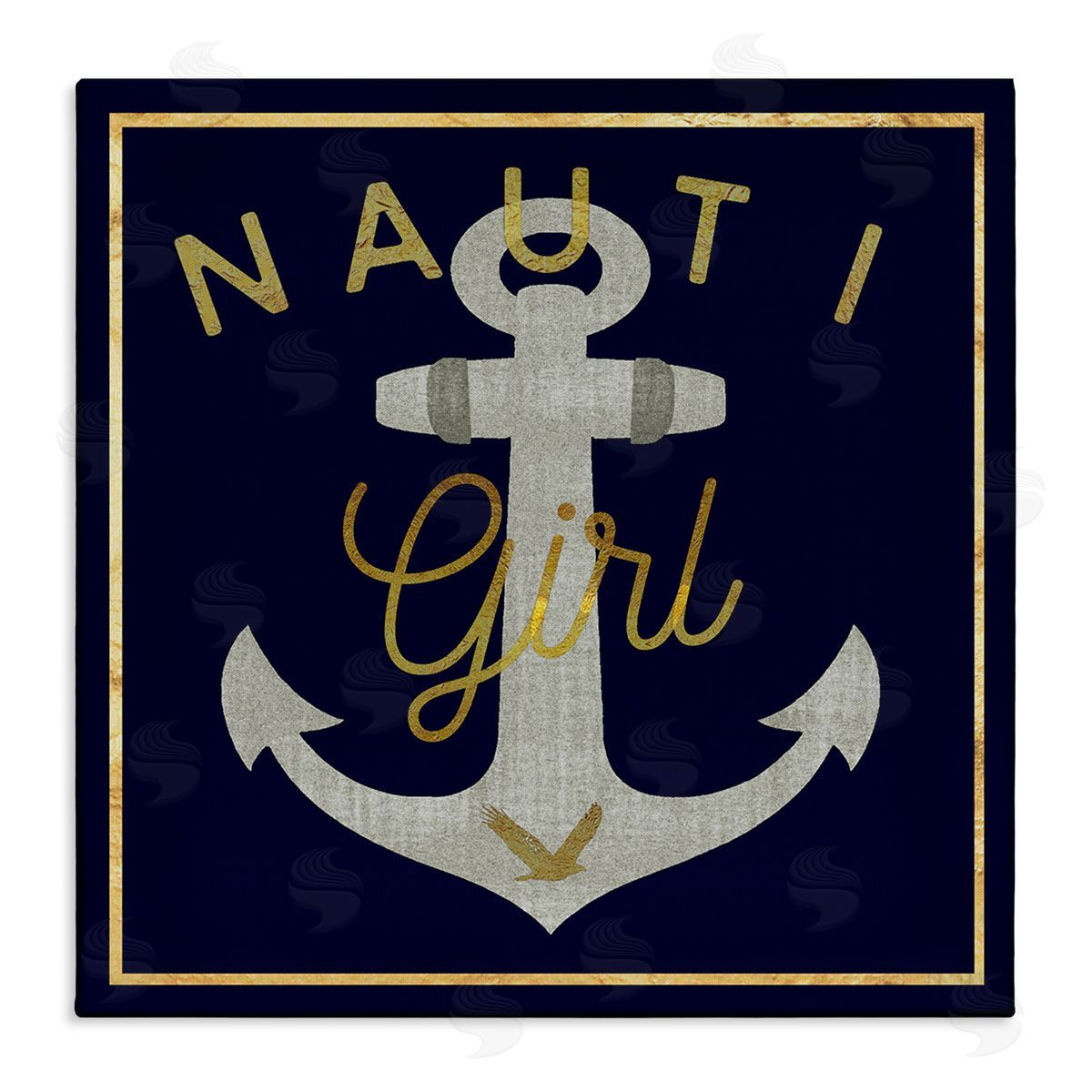 Graffitee Studios Nauti Girl with Anchor Canvas Wall Art Print