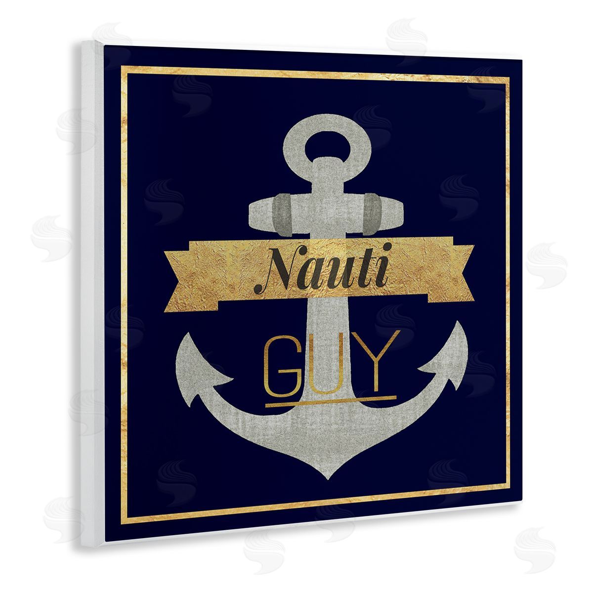 Graffitee Studios Nauti Guy with Anchor Wooden Wall Plaque Art Print
