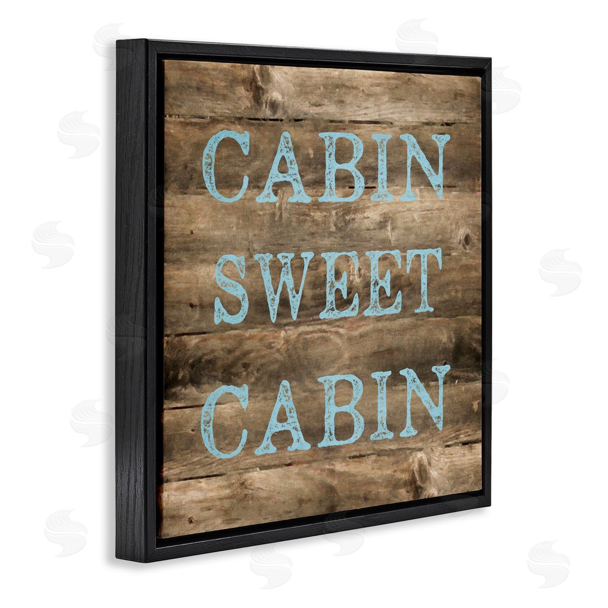 Graffitee Studios Sweet Cabin Distressed Rustic Black Floating Frame Canvas Wall Art Print