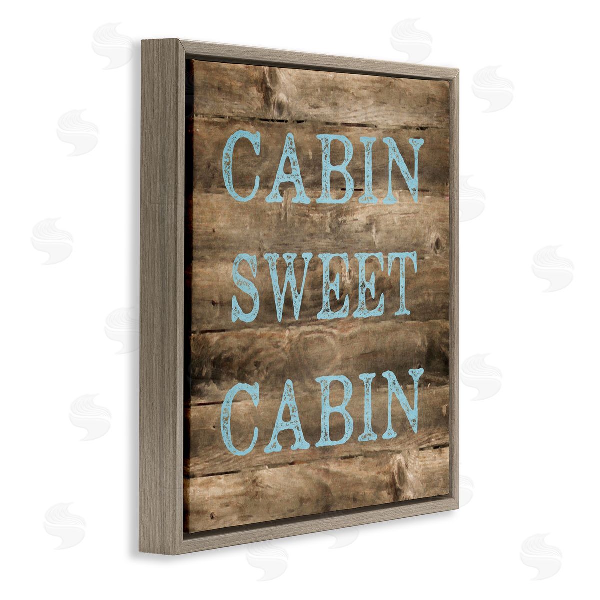 Graffitee Studios Sweet Cabin Distressed Rustic Brown Floating Frame Canvas Wall Art Print