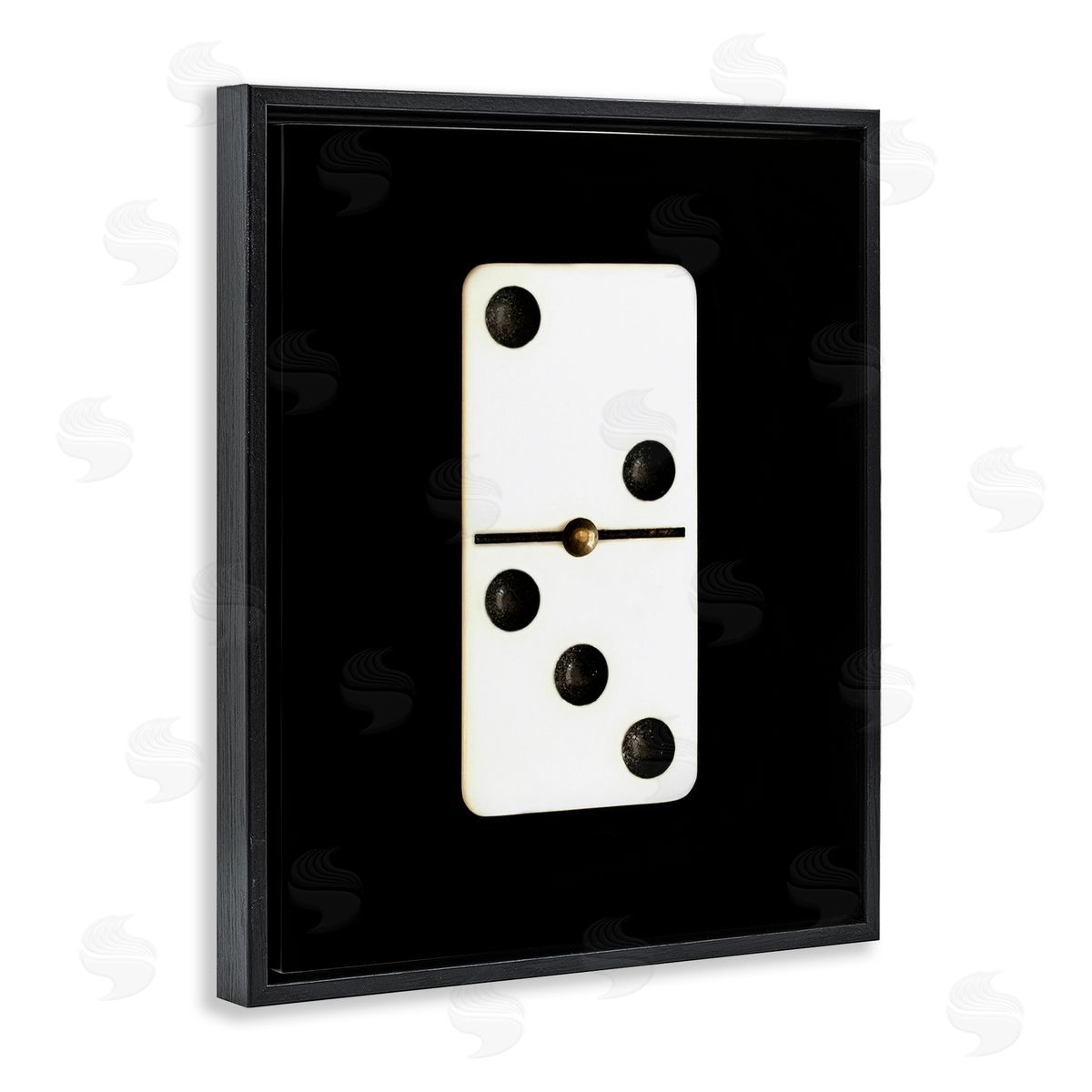 White Domino on Black Black Floating Frame Canvas Wall Art, Home Decor by Graffi*tee Studios