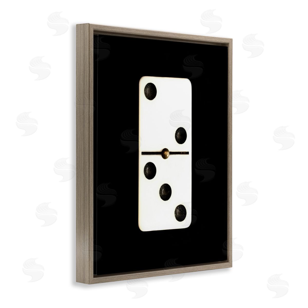 White Domino on Black Brown Floating Frame Canvas Wall Art, Home Decor by Graffi*tee Studios