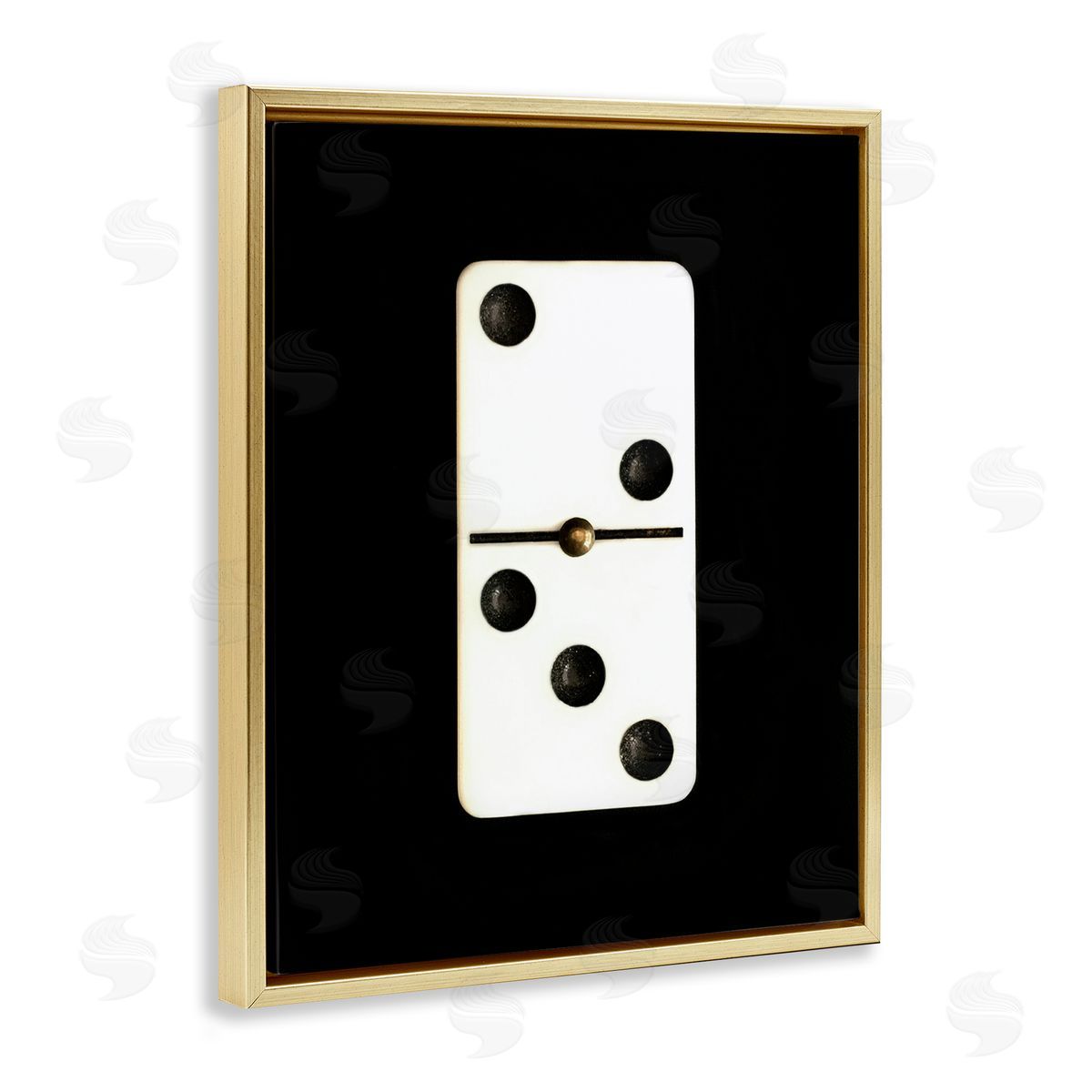 White Domino on Black Gold Floating Frame Canvas Wall Art, Home Decor by Graffi*tee Studios