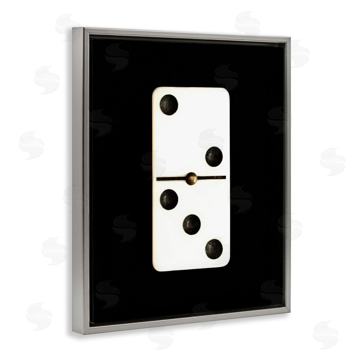 White Domino on Black Grey Floating Frame Canvas Wall Art, Home Decor by Graffi*tee Studios