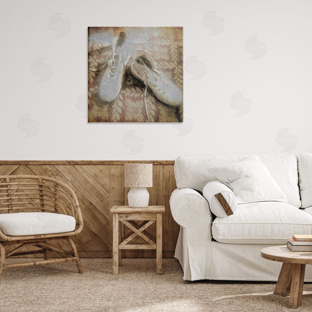 Graffitee Studios Vintage Classic High Tops Canvas Wall Art Print in Room