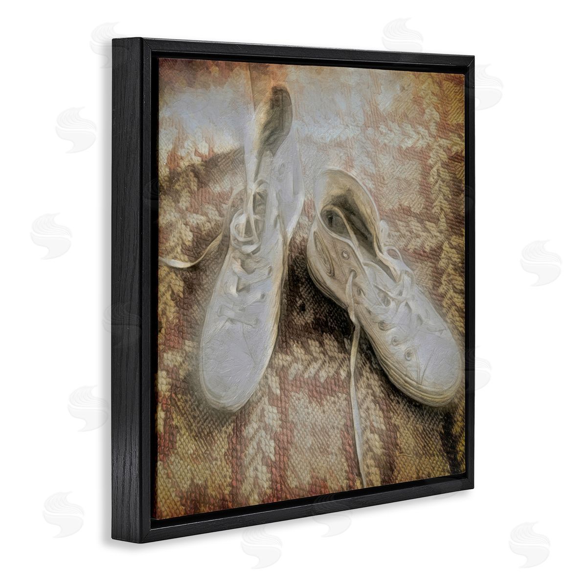 Graffitee Studios Vintage Classic High Tops Black Floating Frame Canvas Wall Art Print