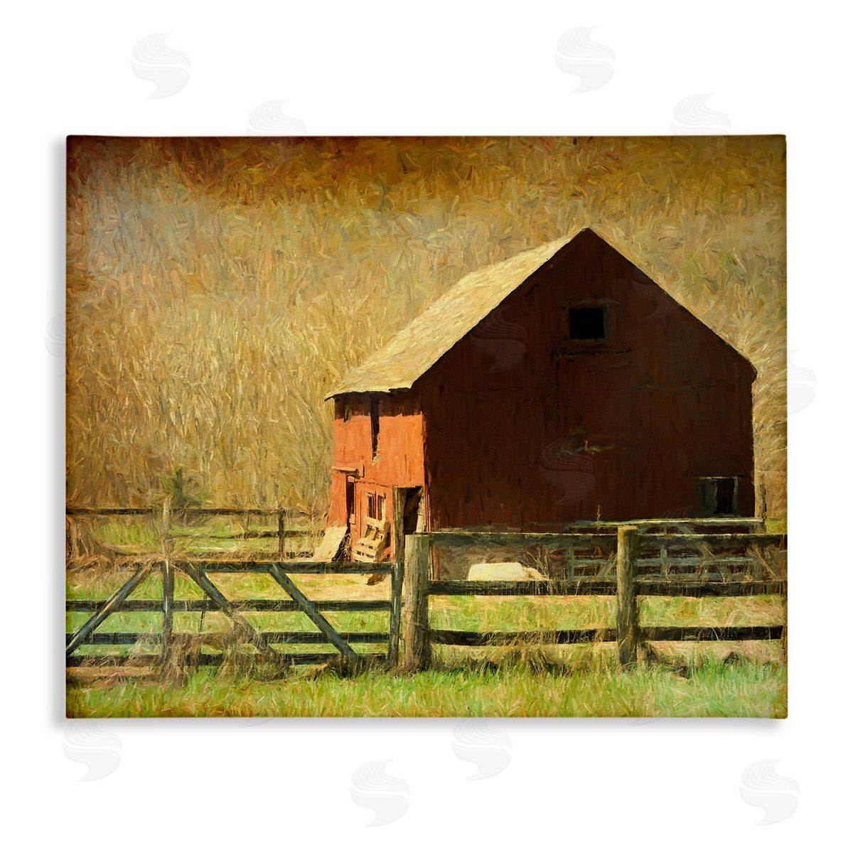 Graffitee Studios Red Barn Distressed Pattern Canvas Wall Art Print