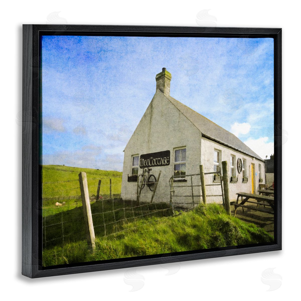 Graffitee Studios Wee Cottage Countryside Black Floating Frame Canvas Wall Art Print