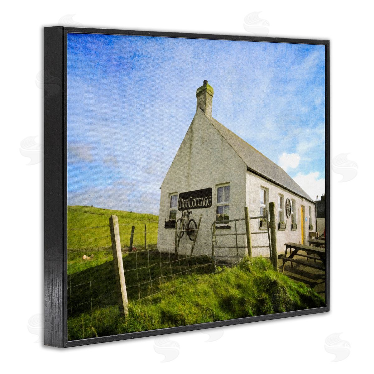 Graffitee Studios Wee Cottage Countryside Black Framed Giclee Wall Art Print