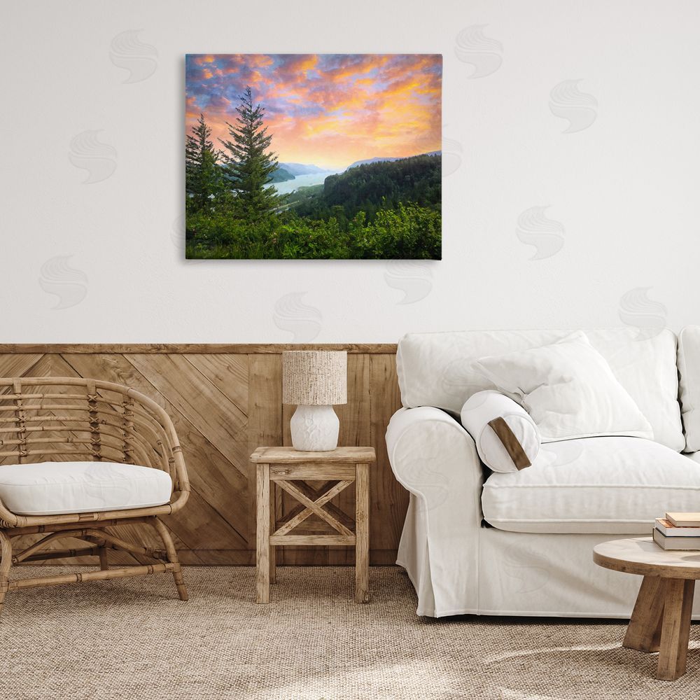 Graffitee Studios Scenic Overlook at Sunset Canvas Wall Art Print in Room