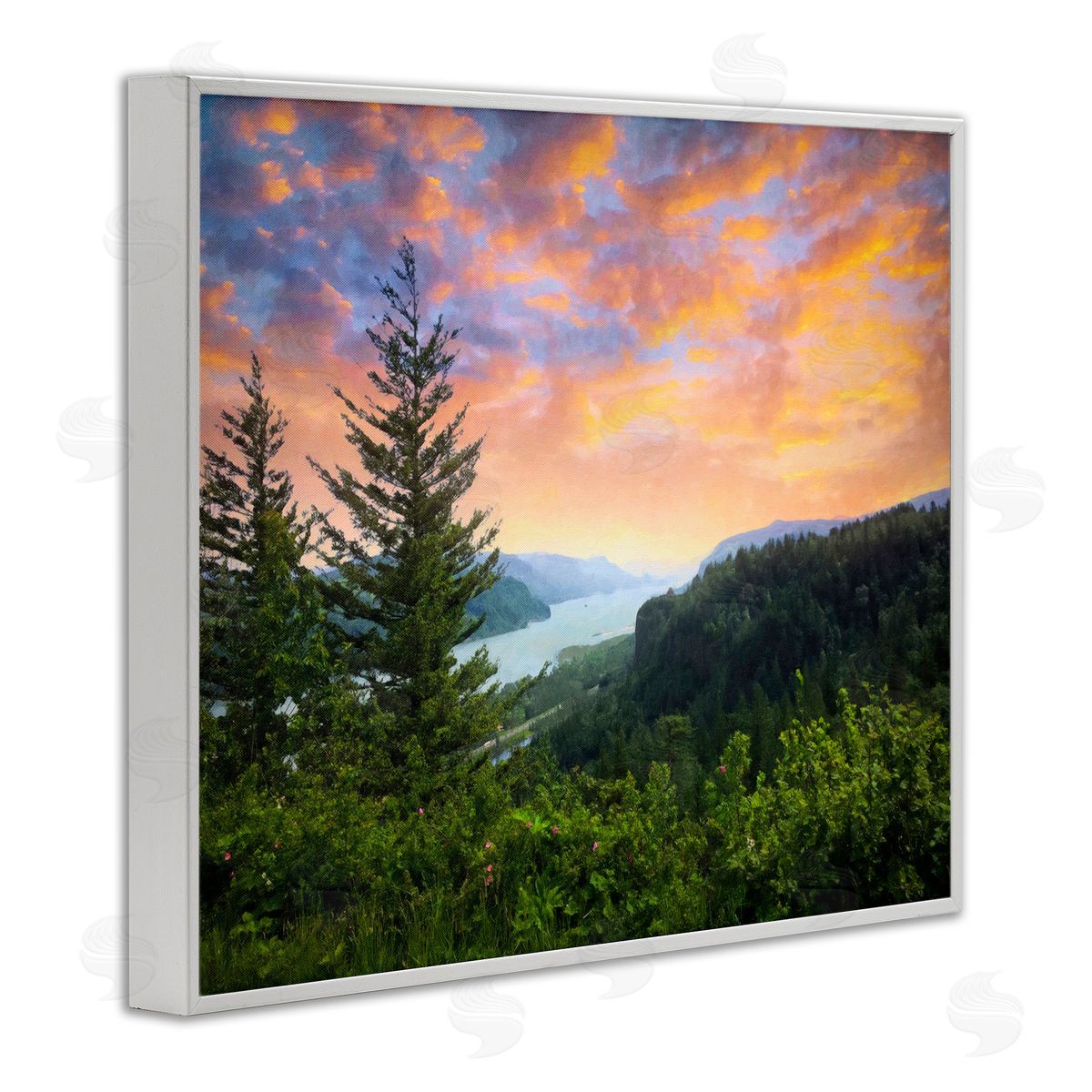 Graffitee Studios Scenic Overlook at Sunset White Framed Giclee Wall Art Print