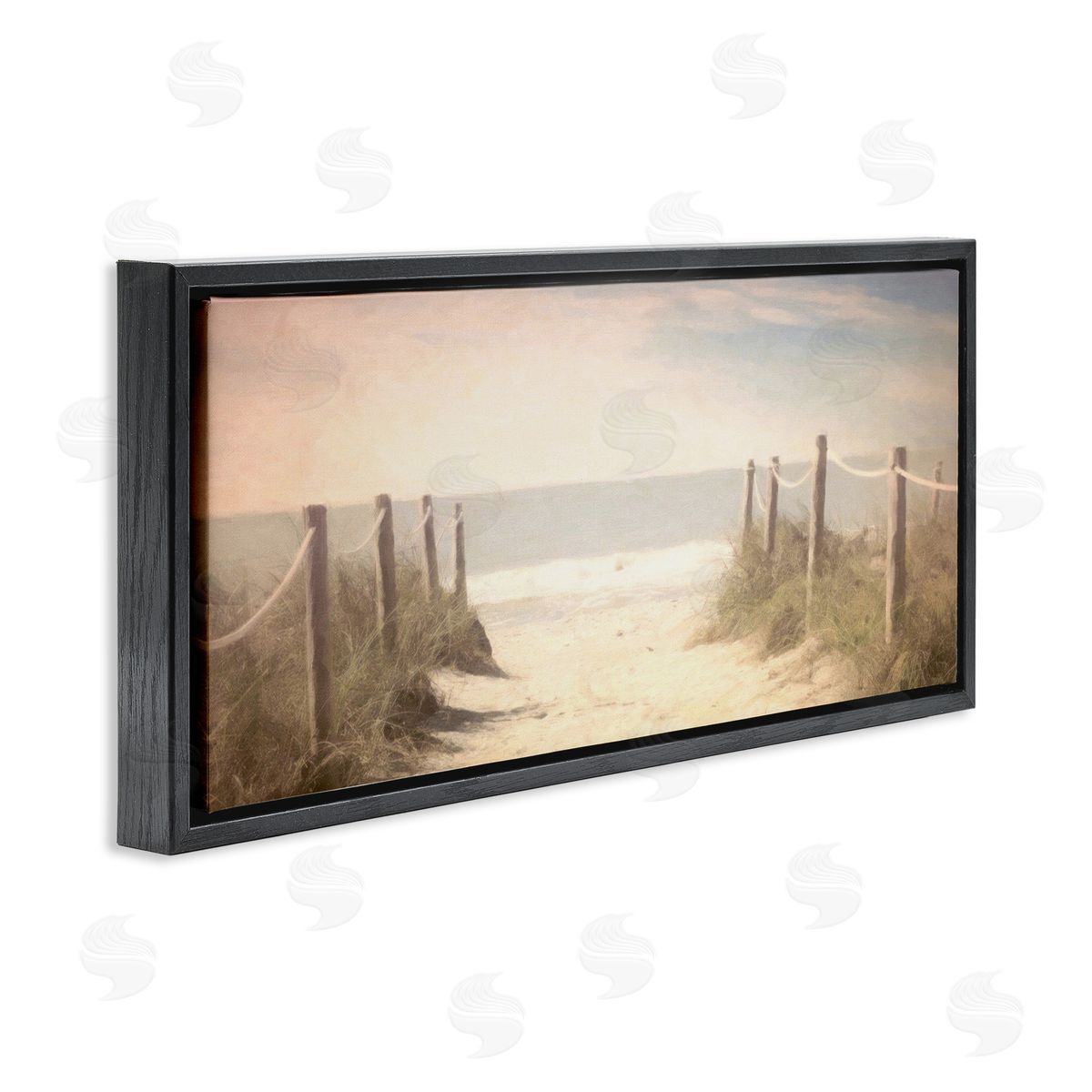 Dreamy Coastal Walkway Black Floating Frame Canvas Wall Art, Home Decor by Graffi*tee Studios