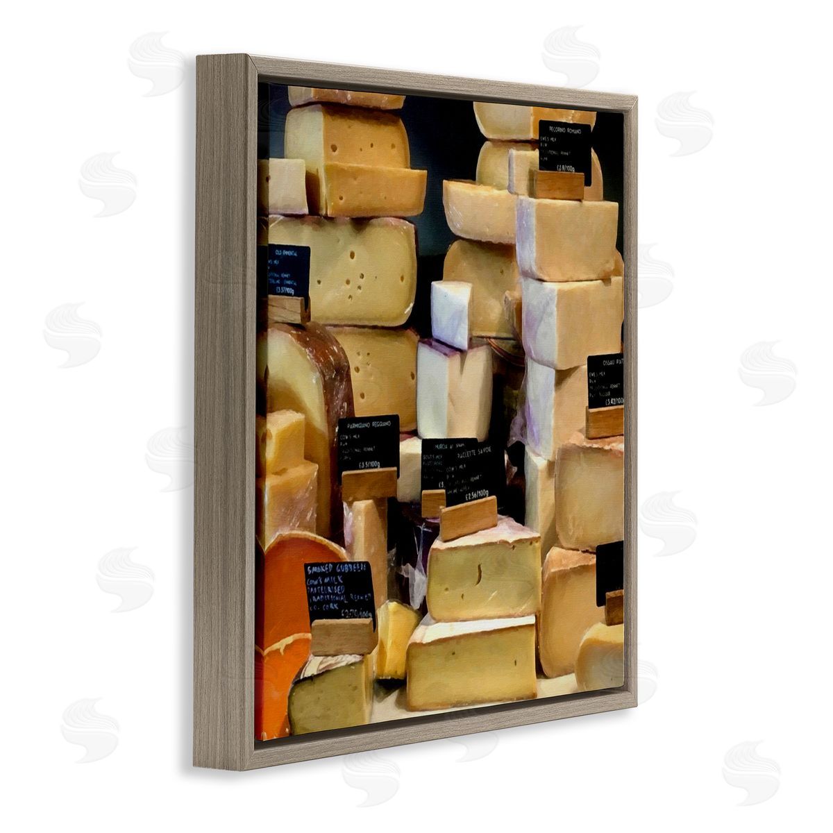 Graffitee Studios Various Cheeses Still Life Brown Floating Frame Canvas Wall Art Print