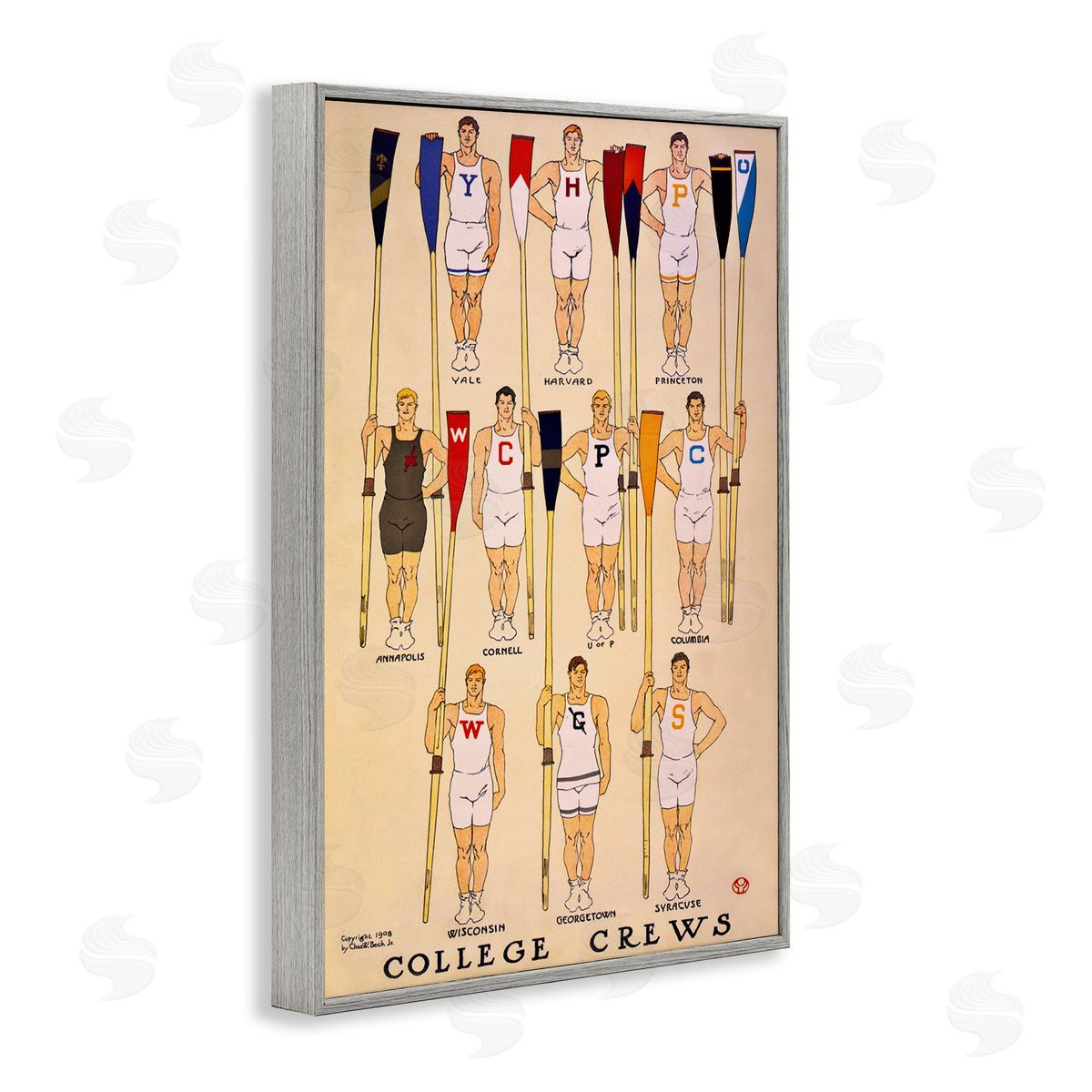 Vintage College Crews Grey Frame Print Wall Art, Home Decor by Graffi*tee Studios