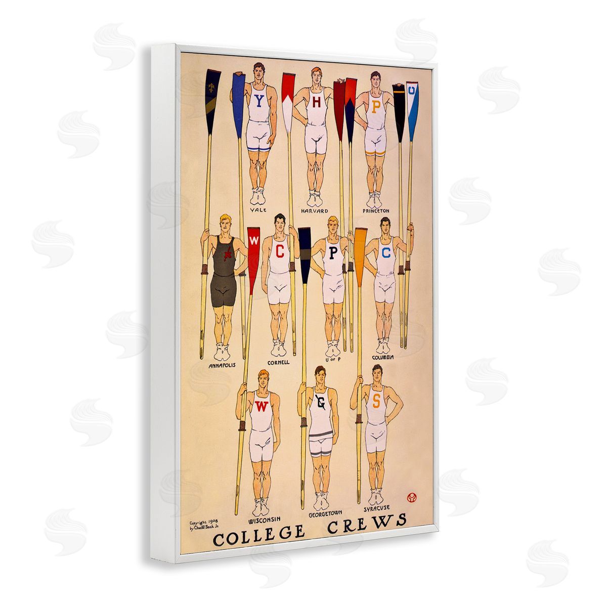 Vintage College Crews White Frame Print Wall Art, Home Decor by Graffi*tee Studios