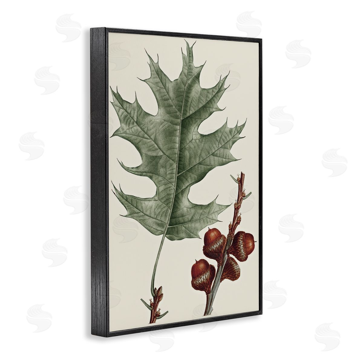 Vintage Black Oak Leaf Black Frame Print Wall Art, Home Decor by Graffi*tee Studios