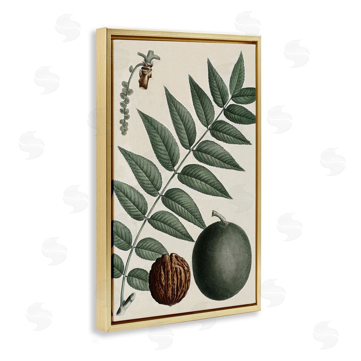 Vintage Walnut & Leaf Gold Floating Frame Canvas Wall Art, Home Decor by Graffi*tee Studios