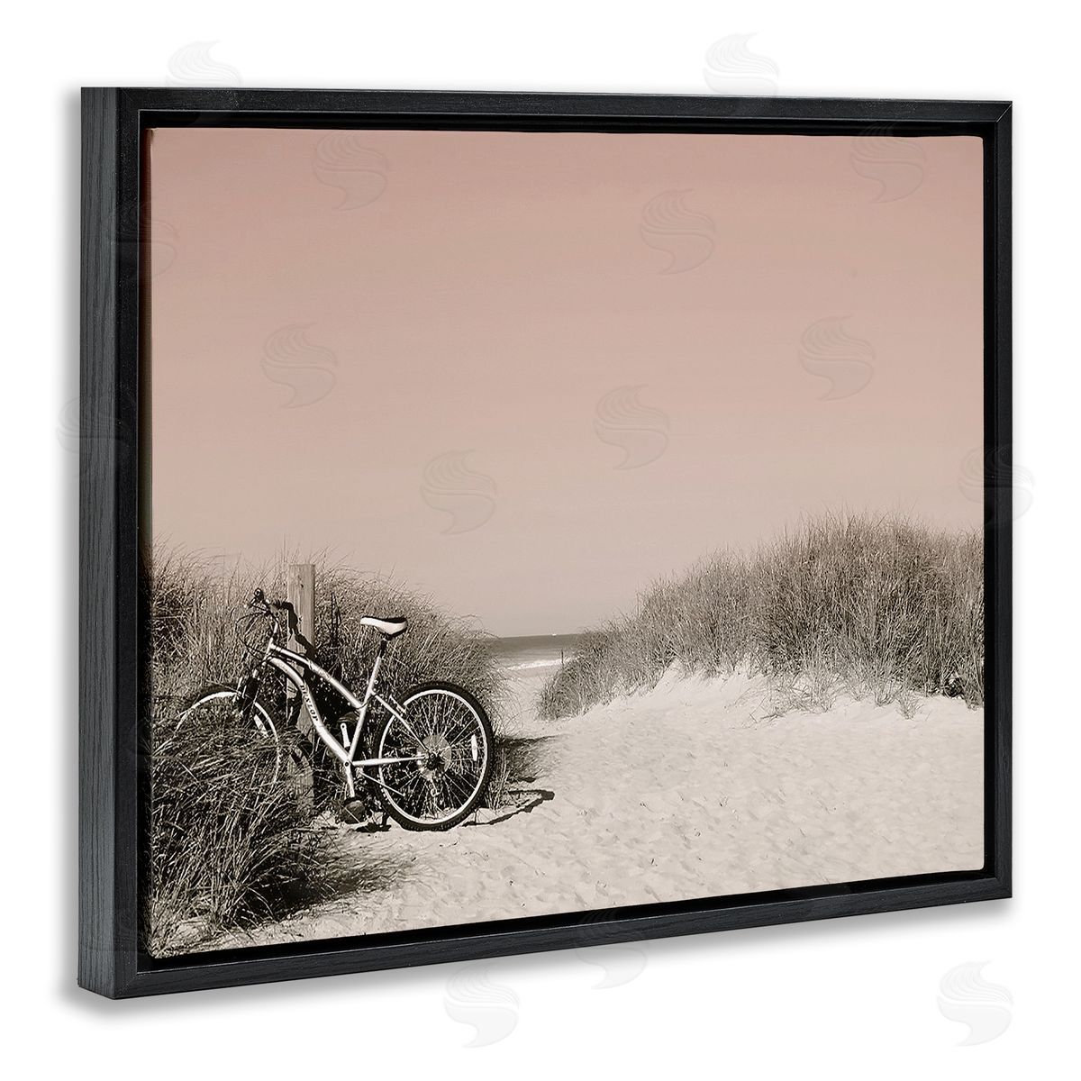 Graffitee Studios Bicycle Ride Paused Black Floating Frame Canvas Wall Art Print