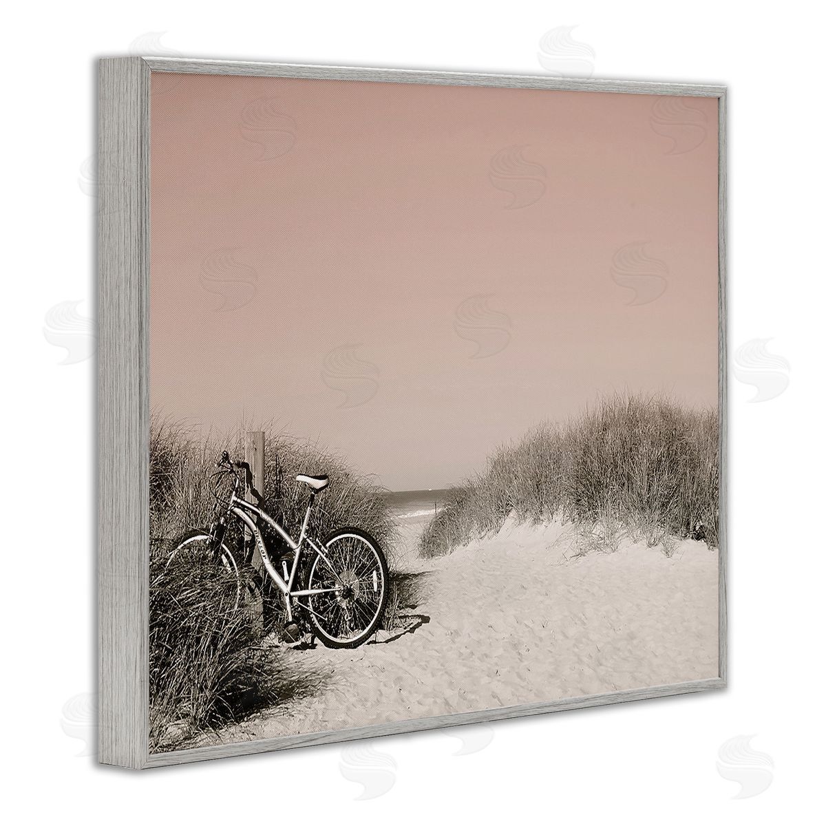 Graffitee Studios Bicycle Ride Paused Gray Framed Giclee Wall Art Print