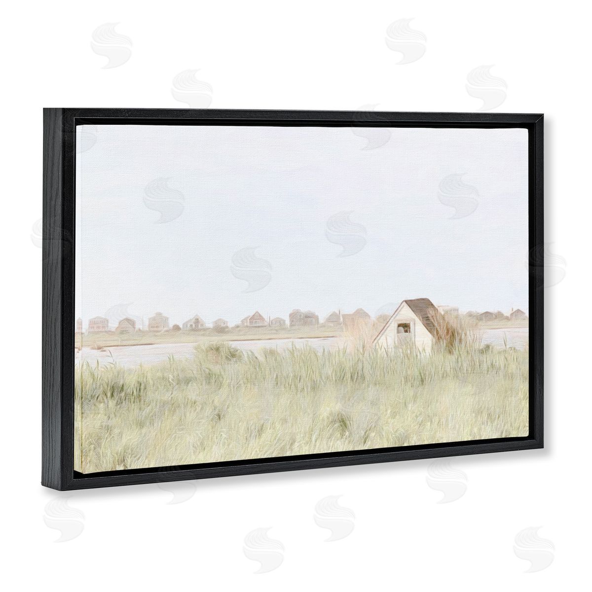Swaying Grass By Cottage Black Floating Frame Canvas Wall Art, Home Decor by Graffi*tee Studios