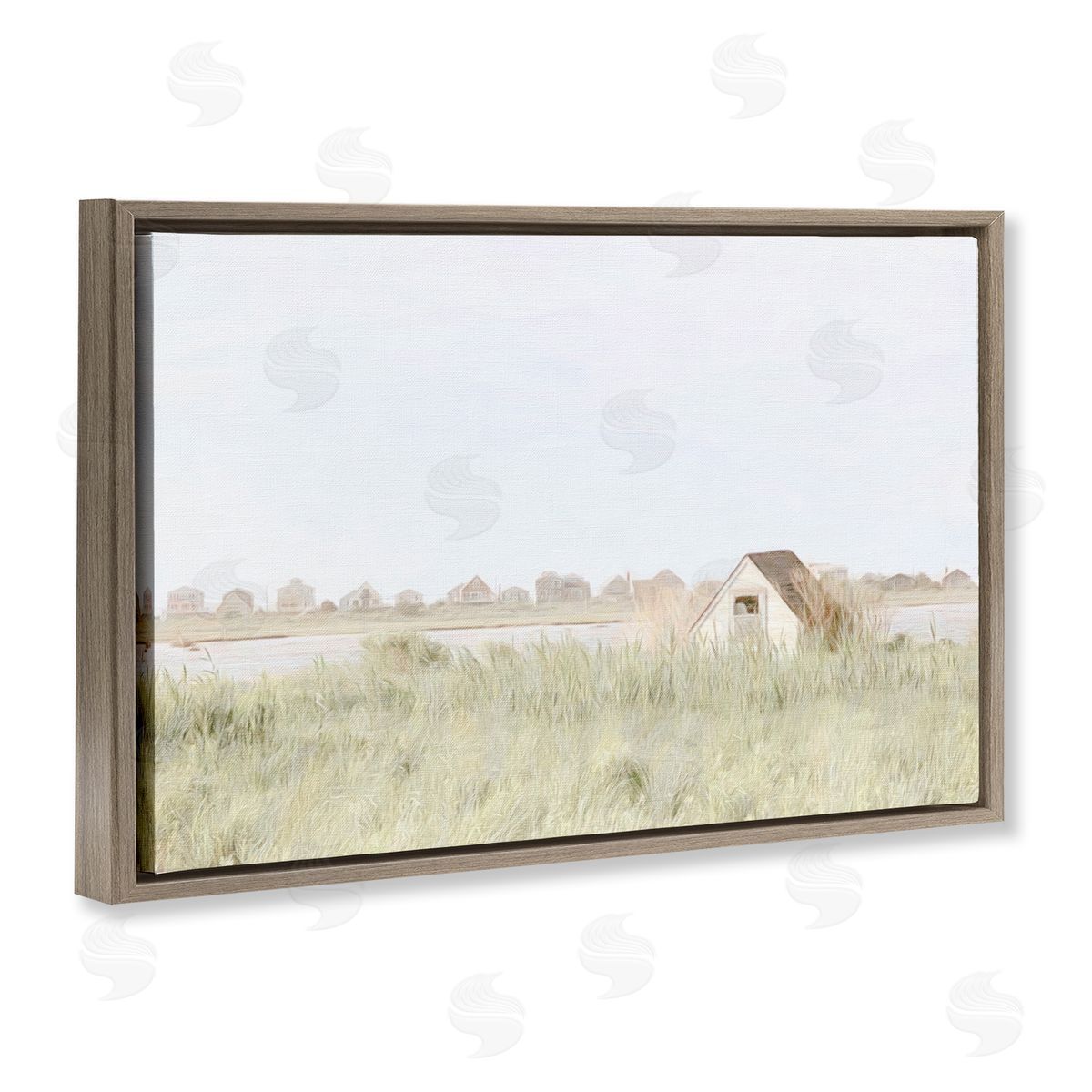 Swaying Grass By Cottage Brown Floating Frame Canvas Wall Art, Home Decor by Graffi*tee Studios