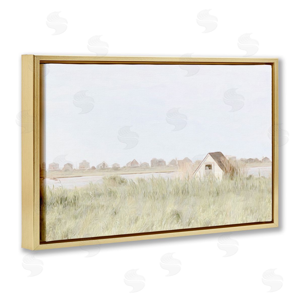 Swaying Grass By Cottage Gold Floating Frame Canvas Wall Art, Home Decor by Graffi*tee Studios