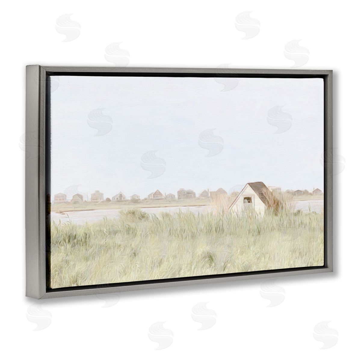 Swaying Grass By Cottage Grey Floating Frame Canvas Wall Art, Home Decor by Graffi*tee Studios