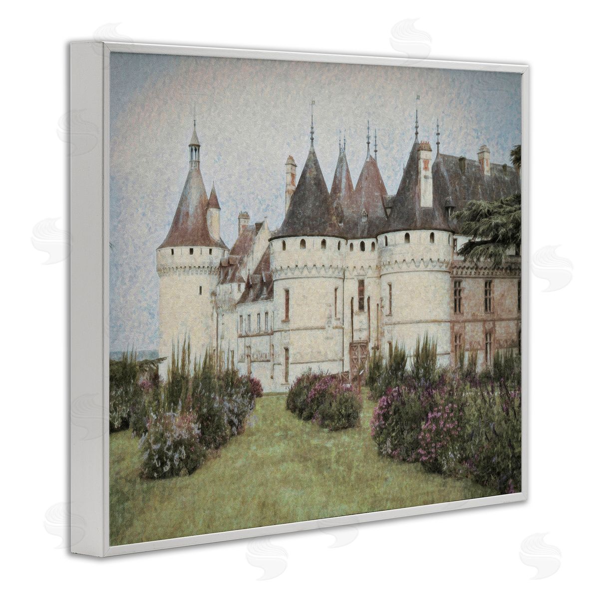 Graffitee Studios French Castle Landmark White Framed Giclee Wall Art Print