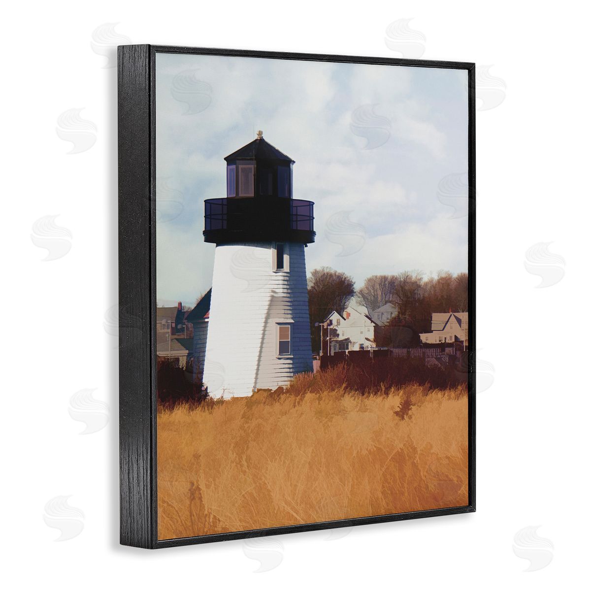 Hyannis Lighthouse Landscape Black Frame Print Wall Art, Home Decor by Graffi*tee Studios